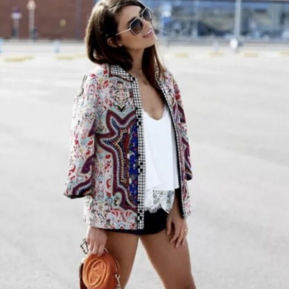 Zara Jackets & Blazers - Zara Paisley Embroidered and Beaded Jacket, Multi, Small
